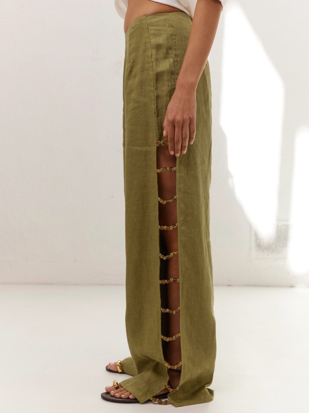 VRG GRL Tia Linen Pants Olive